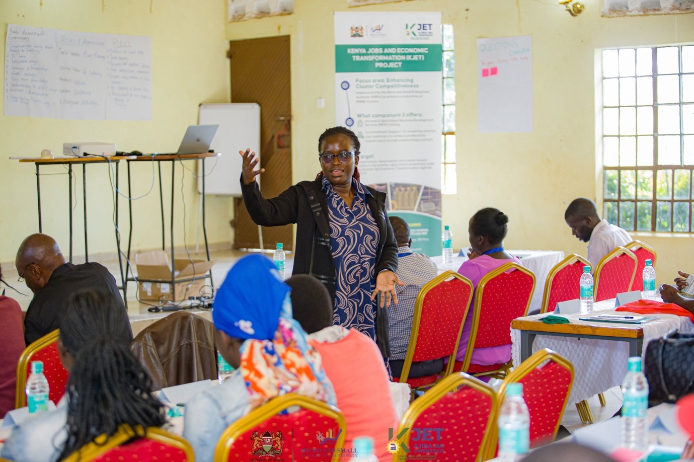 The KJET Project Environmental Specialist, Dr Amile, is guiding cluster members through the Environmental and Social Framework, helping MSMEs understand how responsible business practices can protect people, communities and the environment while supporting sustainable growth.