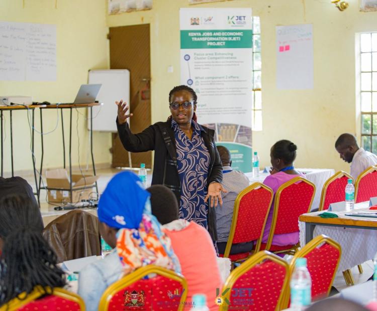The KJET Project Environmental Specialist, Dr Amile, is guiding cluster members through the Environmental and Social Framework, helping MSMEs understand how responsible business practices can protect people, communities and the environment while supporting sustainable growth.